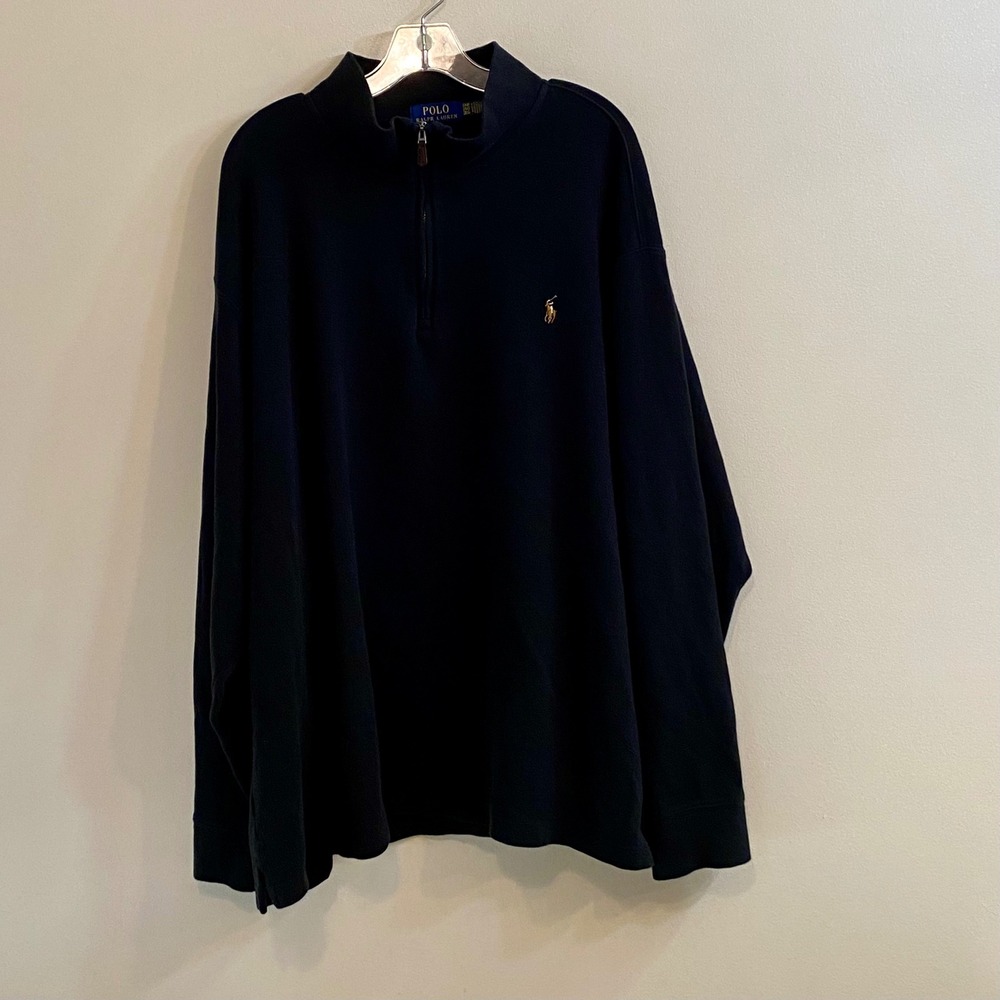 Polo Ralph Lauren Estate Rib Quarter Zip Pullover Men 3XB Black Sweater Big Tall
